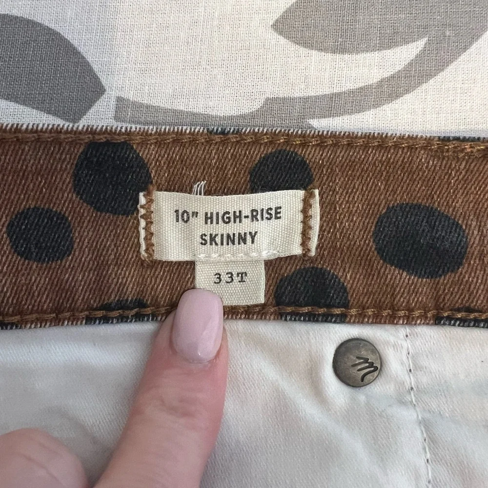 Madewell 10” High Rise Skinny Jeans Leopard Dot 33T/10 Tall - Picture 8 of 8